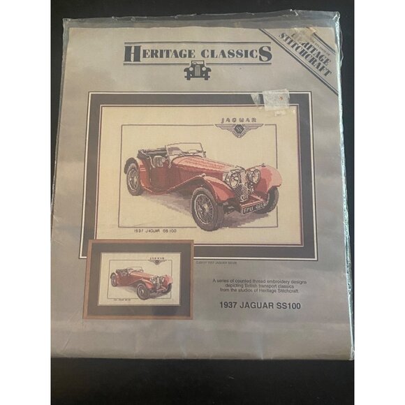 Heritage Classics Stitchcr1937 JAGUAR SS100 Vehicle Car Counted Cross Stitch Kit - Picture 1 of 6